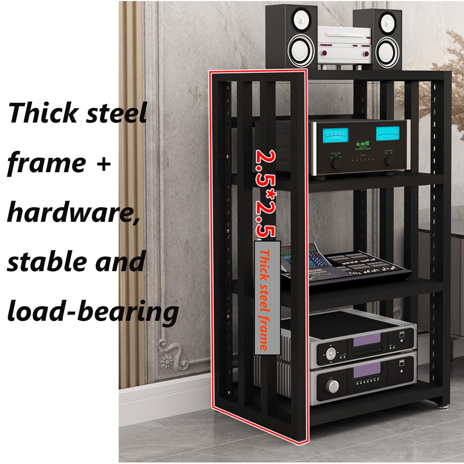 Stojak Na Sprzęt Multimedialny, 4-Poziomowy Stojak Na Sprzęt Audiowizualny, Stojak Na Sprzęt Audiowizualny, Stojak Na Sprzęt Stereo Do Domu/Biura/Kina, 55 X 50 X 96 Cm, Kolor 1,55 X 50 X 96 Cm