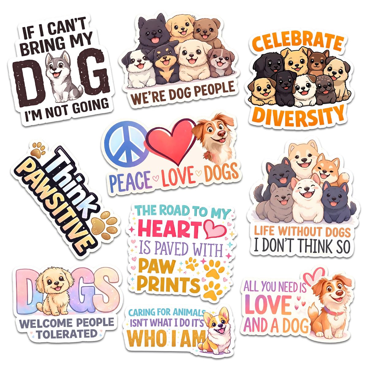 Pegatinas de perros con frases de vinilo impermeable y calcomanías de huellas para diario