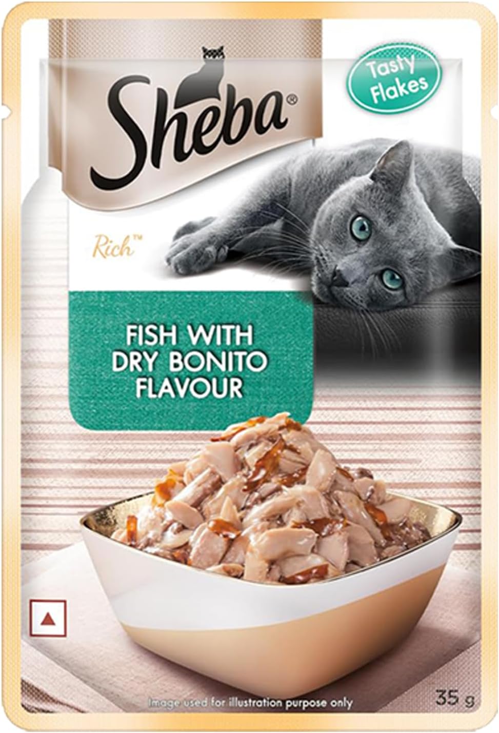 Rich Premium Adult (1+ Years) Wet Cat Food, Fish with Dry Bonito Flavour, 35 g Pouch, High-Moisture Wet Food for Healthy Hydration