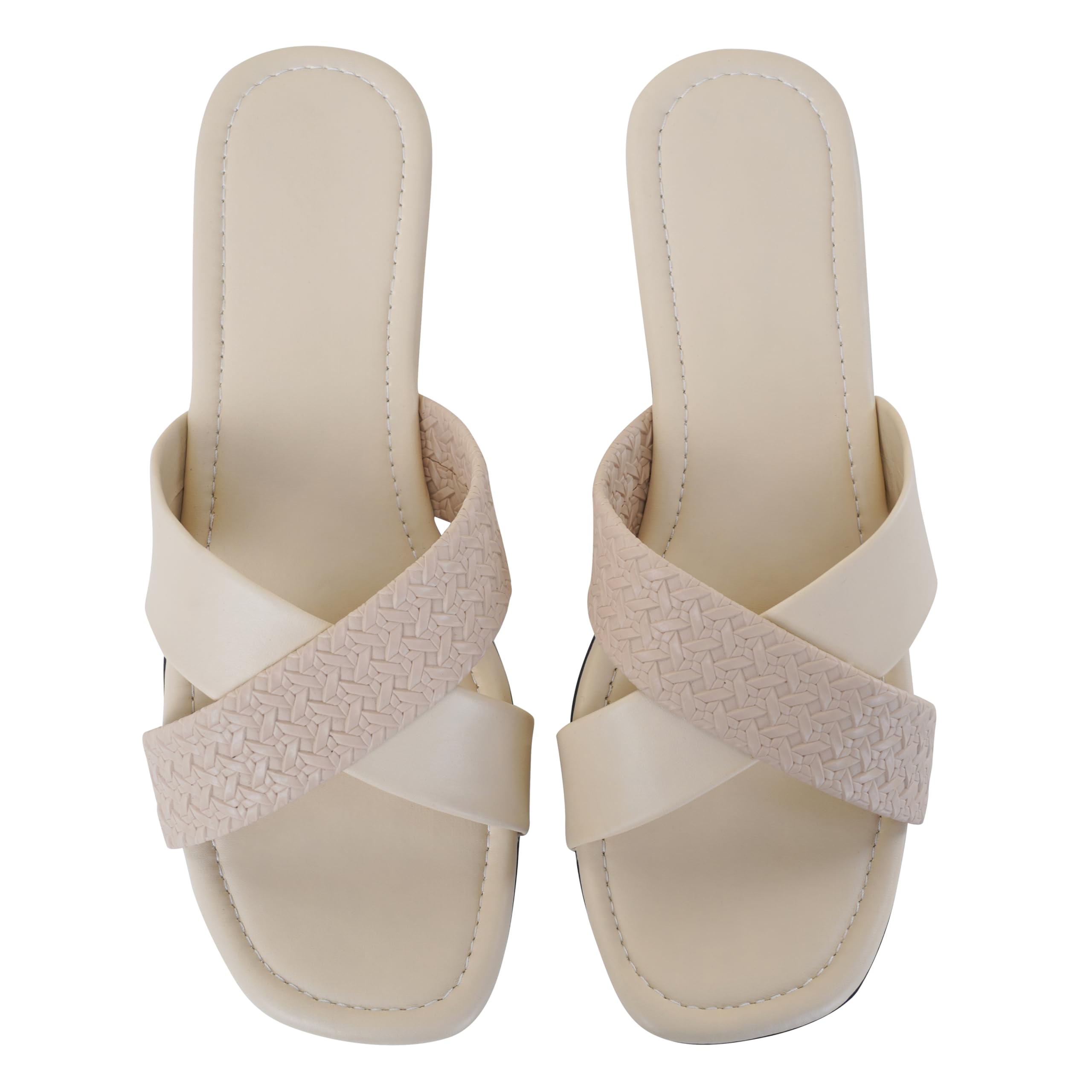 Women's Cross Strap Textured Flat Sandals – Stylish and Comfortable Slip-On Flats