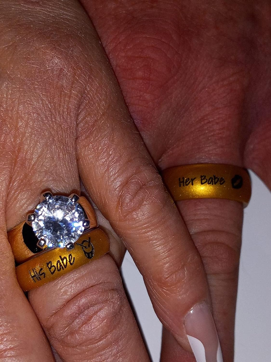 AERA CUSTOMIZED His & Hers Silicone Wedding Band Set - Engrave Any Text, Symbol, Image - Ships Next Day - Image 6