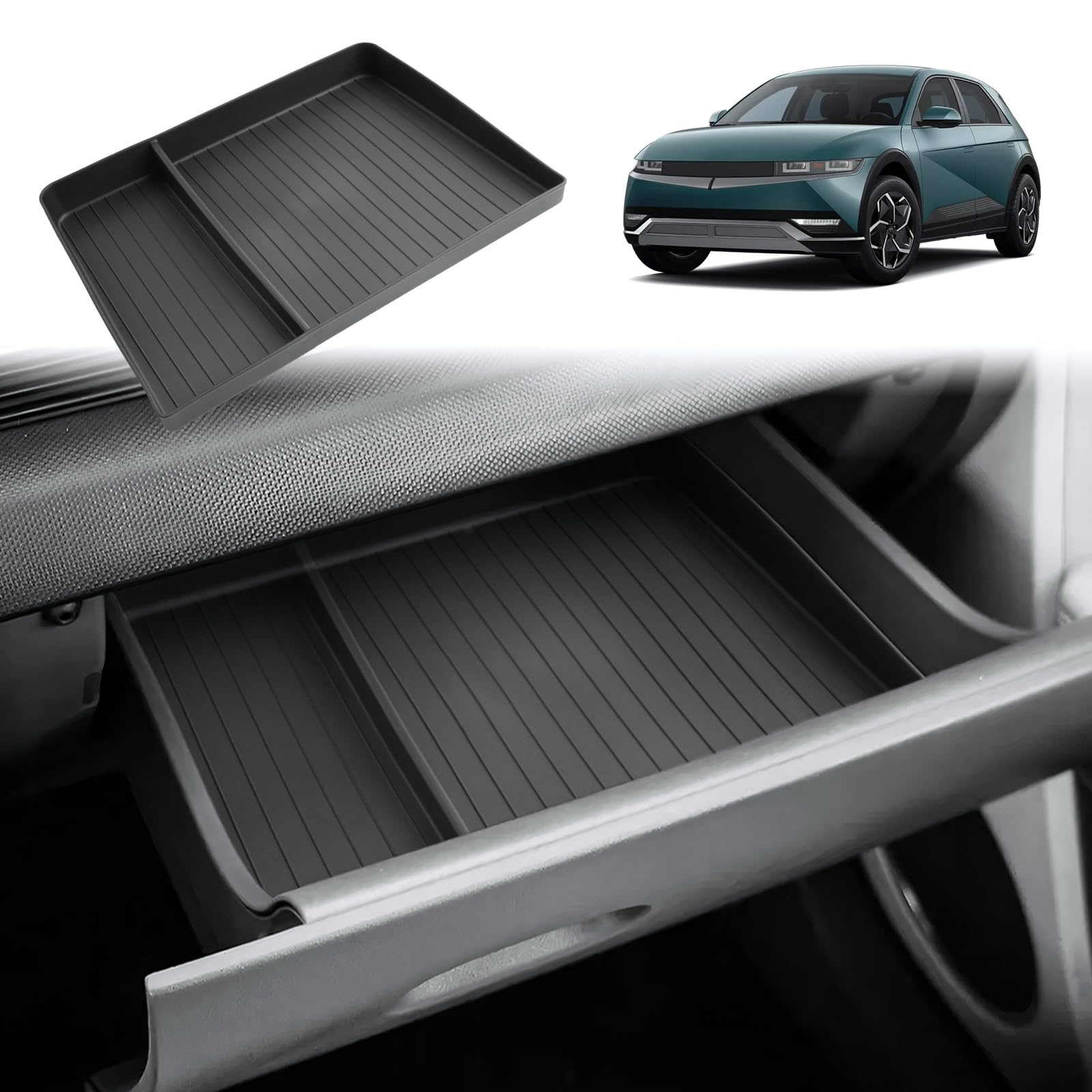 GAFAT Compatible con Hyundai Ioniq 5 N-line 2021-2025 2026 Organizador de Consola Central para Guantera, Facelift Ioniq 5 2024 Accesorios Caja de Almacenamiento, de Goma Blanda TPE, Plegable