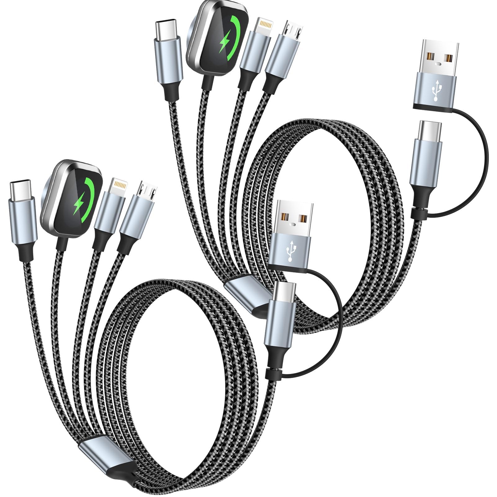 Travel Essentials 4-in-2-Multi-Ladekabel für Uhren-Ladegerät, USB-A/USB-C-Ladekabel/Kabel für alle Geräte, kompatibel mit Watch Ultra/SE/10–1, iPhone 17–11, Android und mehr