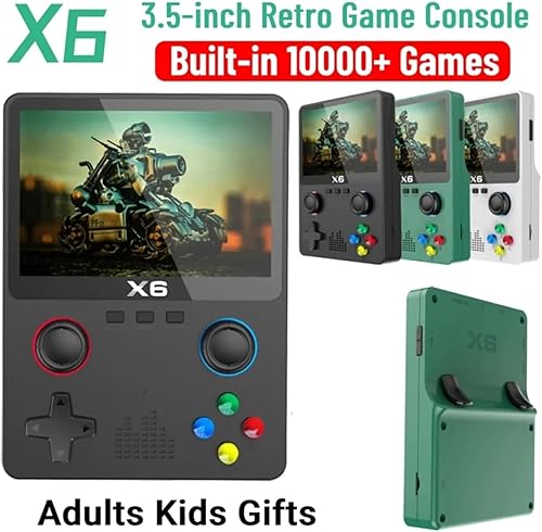 Miniatura 2 de X6 Pantalla de consola de juegos portátil IPS de 3.5 pulgadas con doble joystick 11 simuladores GBA Video 10000+ juegos clásicos de regalo (negro,