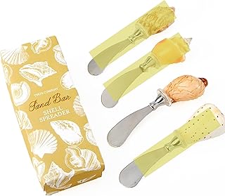 Sand Bar Shell Spreader – Stainless Steel & Shell Handle – Gift Boxed for Coastal-Themed Entertaining Melon