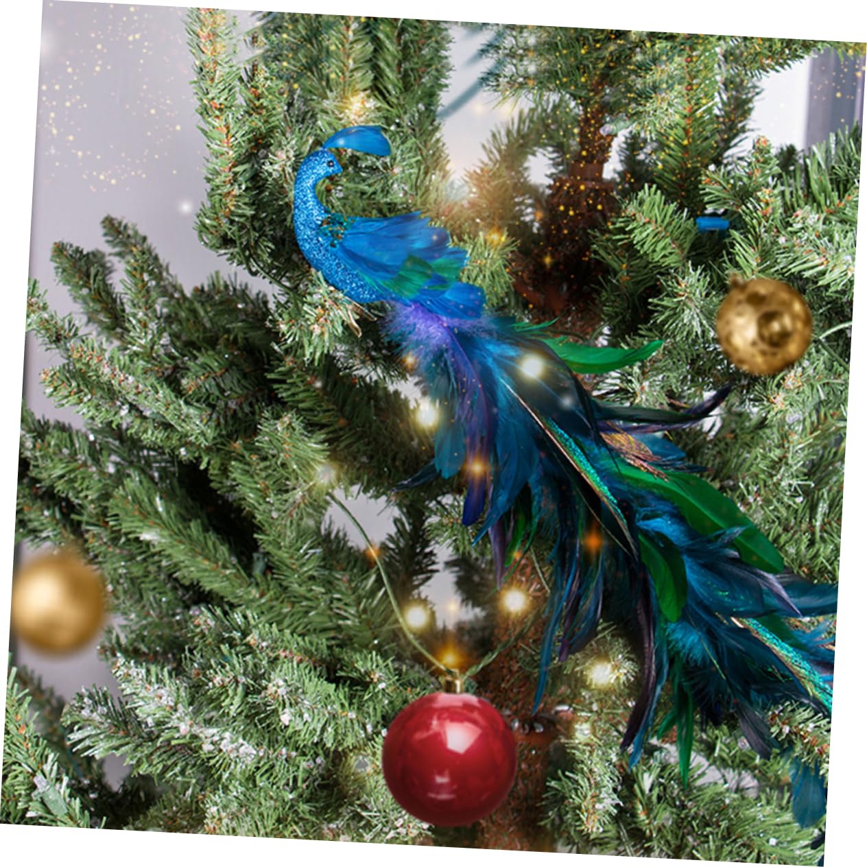 TOPBATHY 2stücke Pfauen-weihnachtsbaumdeko Aus Glitzernder Vogelschmuck Zum Anclipsen Dekoration Für Baum Weihnachtsbaumschmuck