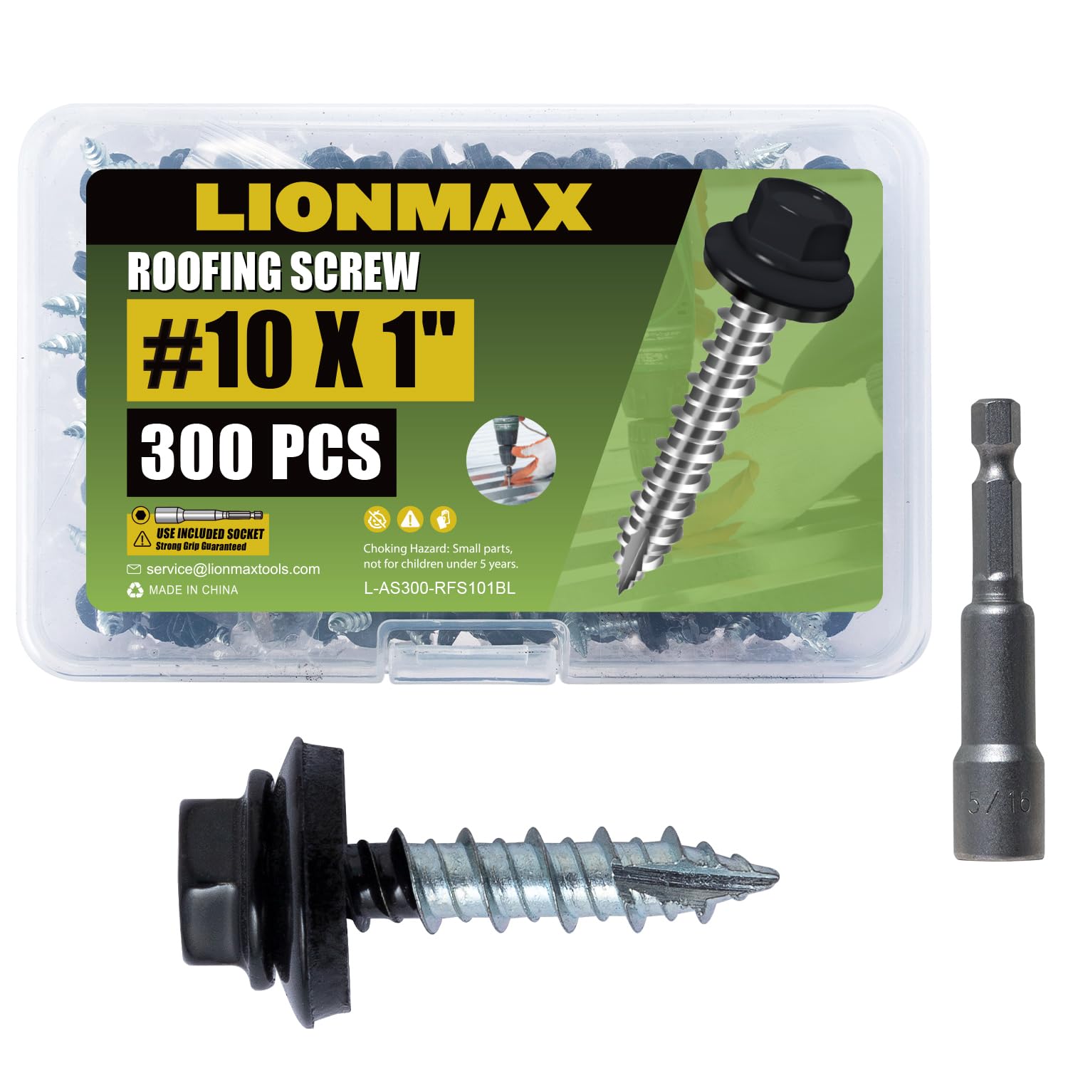 LIONMAX Metal Roofing Screws - 300 PCS -28