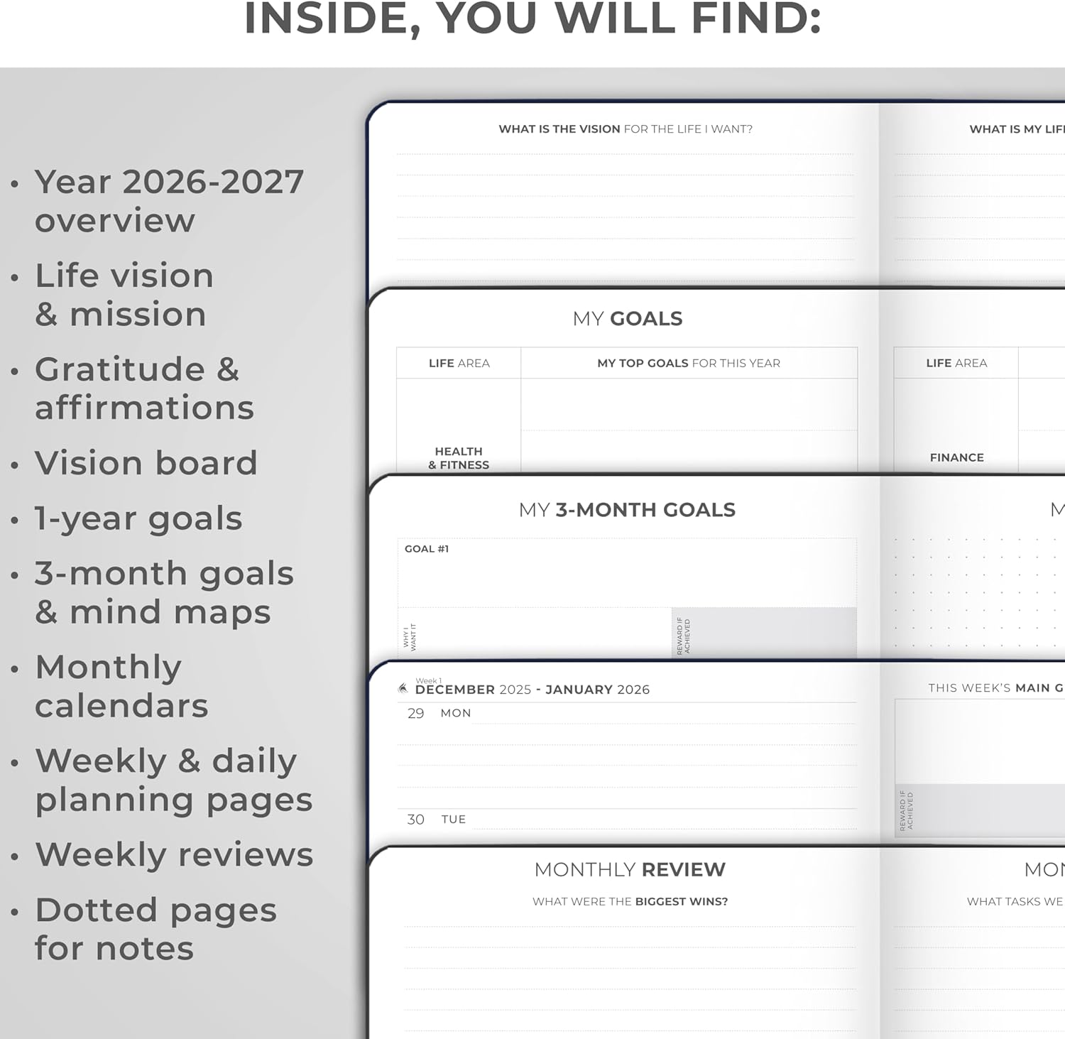 Clever Fox Dated Planner Premium 2026 – Weekly Agenda for Planning & Time Management –Notebook with Habit Tracker & To-do List (Black)