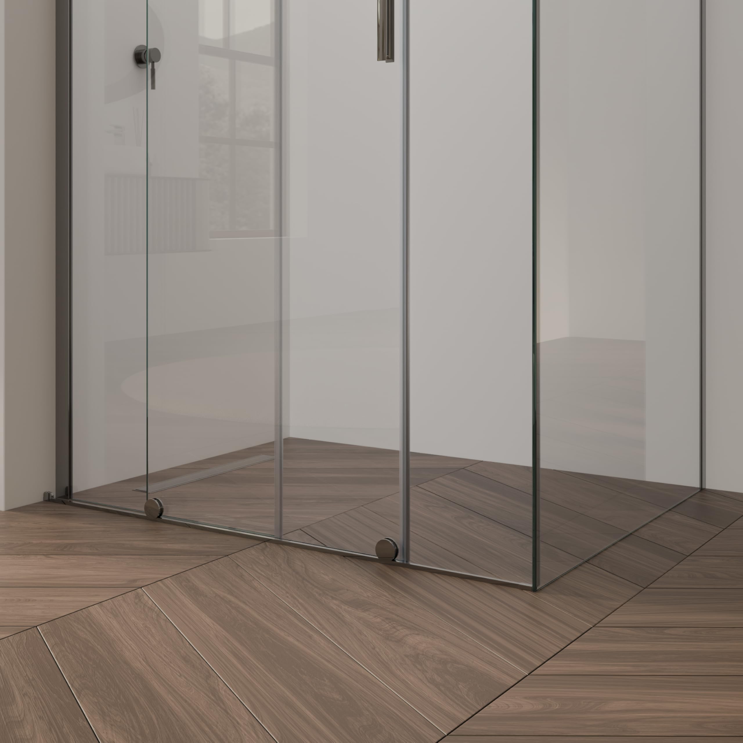Mampara de Ducha Nadine | 140x80x200cm | Puerta corredera 140 cm | Ajuste 139,5-141,5 x 78,5-80cm | Perfiles Cromados, Cristal transparente de 8 mm - Moments of Glass
