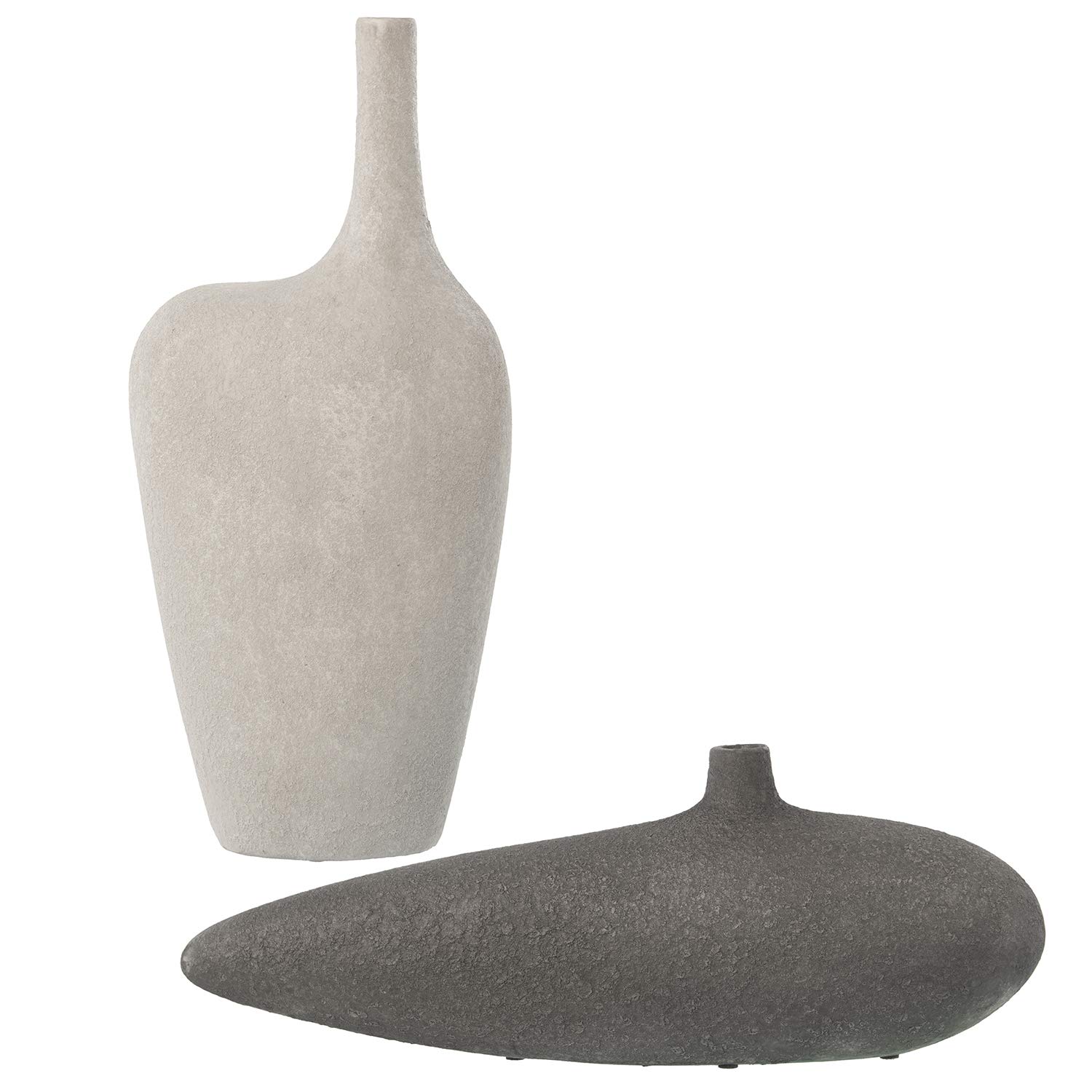 Vase en céramique gris et blanc pour combler le vide de vos grands meubles