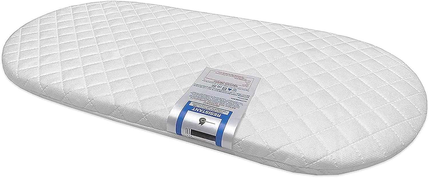Baby Moses Basket Mattress – Quilted, Hypoallergenic & Breathable | Fits Most Moses Baskets | Easy-Clean, Comfortable Infant Support (67x30x4cm)