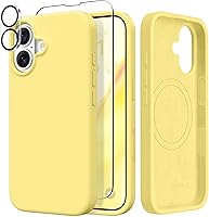 Vista 50 de GONEZ Funda de silicona para iPhone 14 Pro Max, compatible con MagSafe, con protector de pantalla + protector de lente de cámara, silicona líquida a