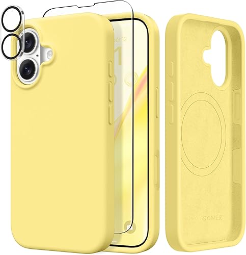 Miniatura 52 de GONEZ Funda de silicona para iPhone 14 Pro Max, compatible con MagSafe, con protector de pantalla + protector de lente de cámara, silicona líquida a
