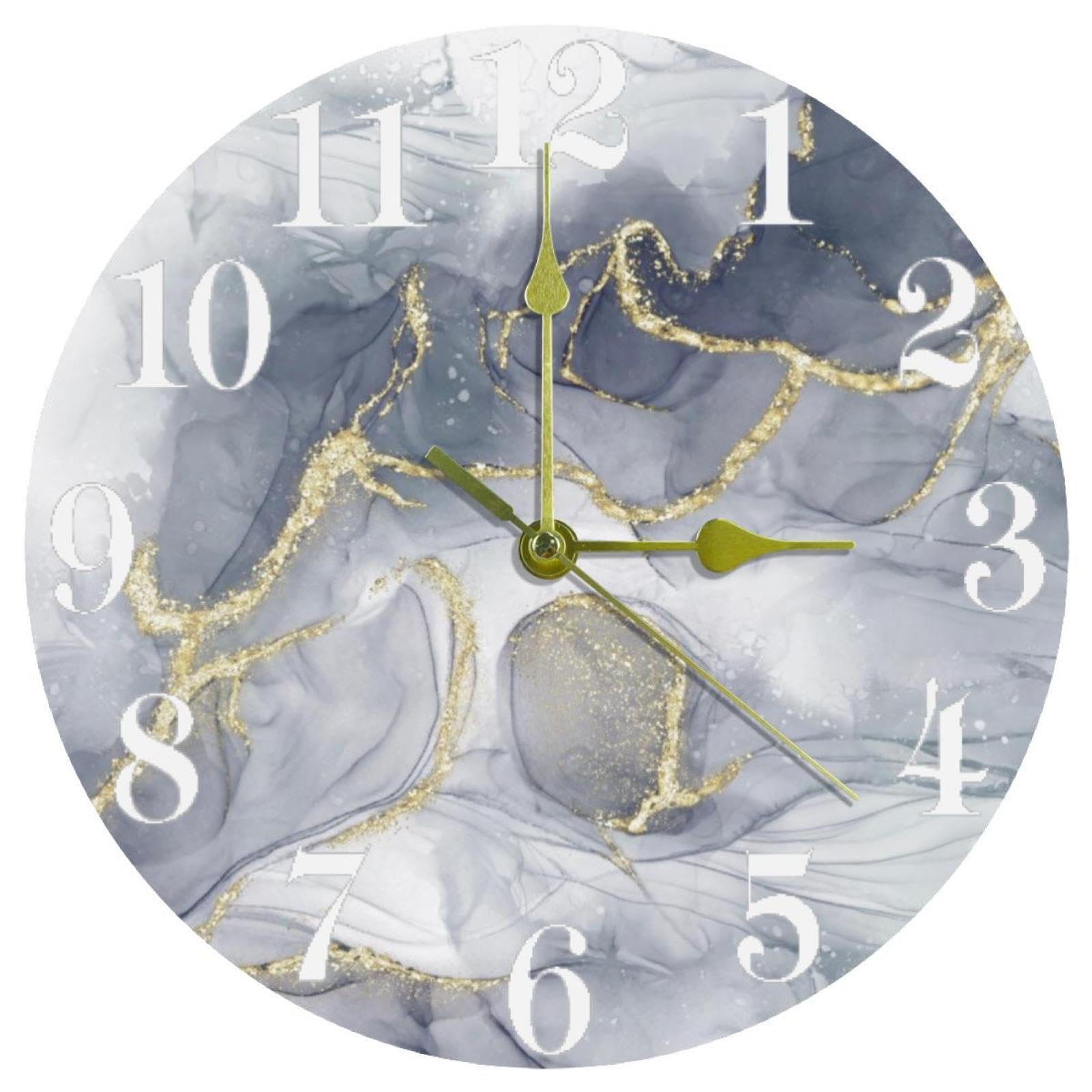 Horloge murale silencieuse sans tic-tac ronde à pile grise