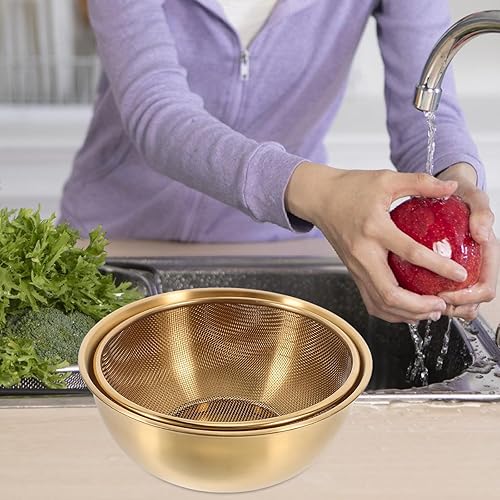 Miniatura 7 de Luxshiny Cesta coladora de acero inoxidable con colador de malla fina y lavabo para lavar verduras, frutas y arroz, herramienta organizadora de