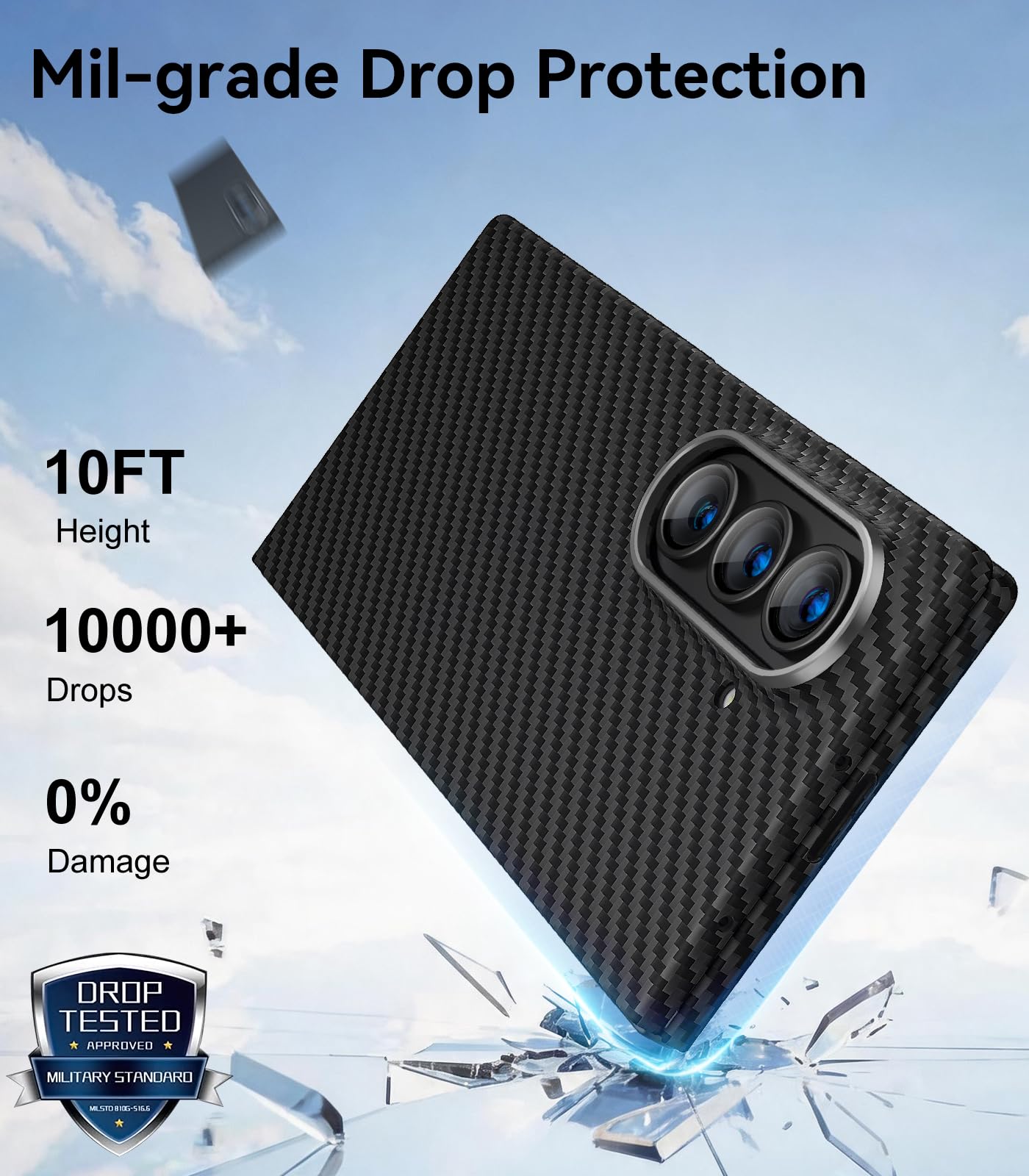memumi Carbon Hülle für Galaxy Z Fold 8 Ultra, 0.5 mm Superdünn Handyhülle | Schutzhülle aus echter Aramidfaser mit Fallschutz für Galaxy Z Fold 8 Ultra (2026)