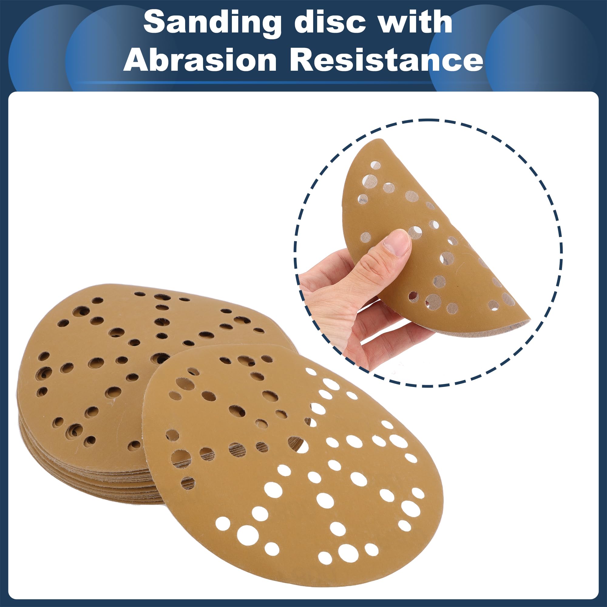 INFINAUTO Sanding Discs, 6" 49 Hole 800 Grit Automotive Repair Round Hook and Loop Sandpaper Aluminum Oxide, Paper Base Yellow, 20 Pcs - Image 3