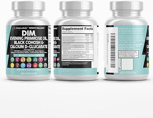 Miniatura 11 de Clean Nutraceuticals DIM Evening Primrose Black Cohosh Calcio D-Glucarato Sulforafano Extracto de semilla de lino – Vitaminas de apoyo hormonal para