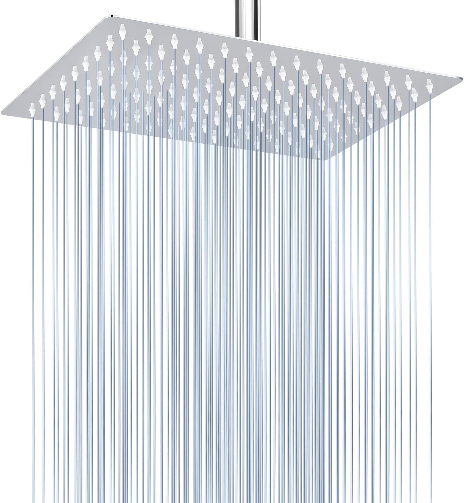 Voolan Rain Shower Head - High Flow Large Rainfall Shower Heads Made of Stainless Steel - Waterfall Bathroom Square Showerhead - Ceiling or Wall Mount (12 * 8 Inch Rectangle, Chrome)