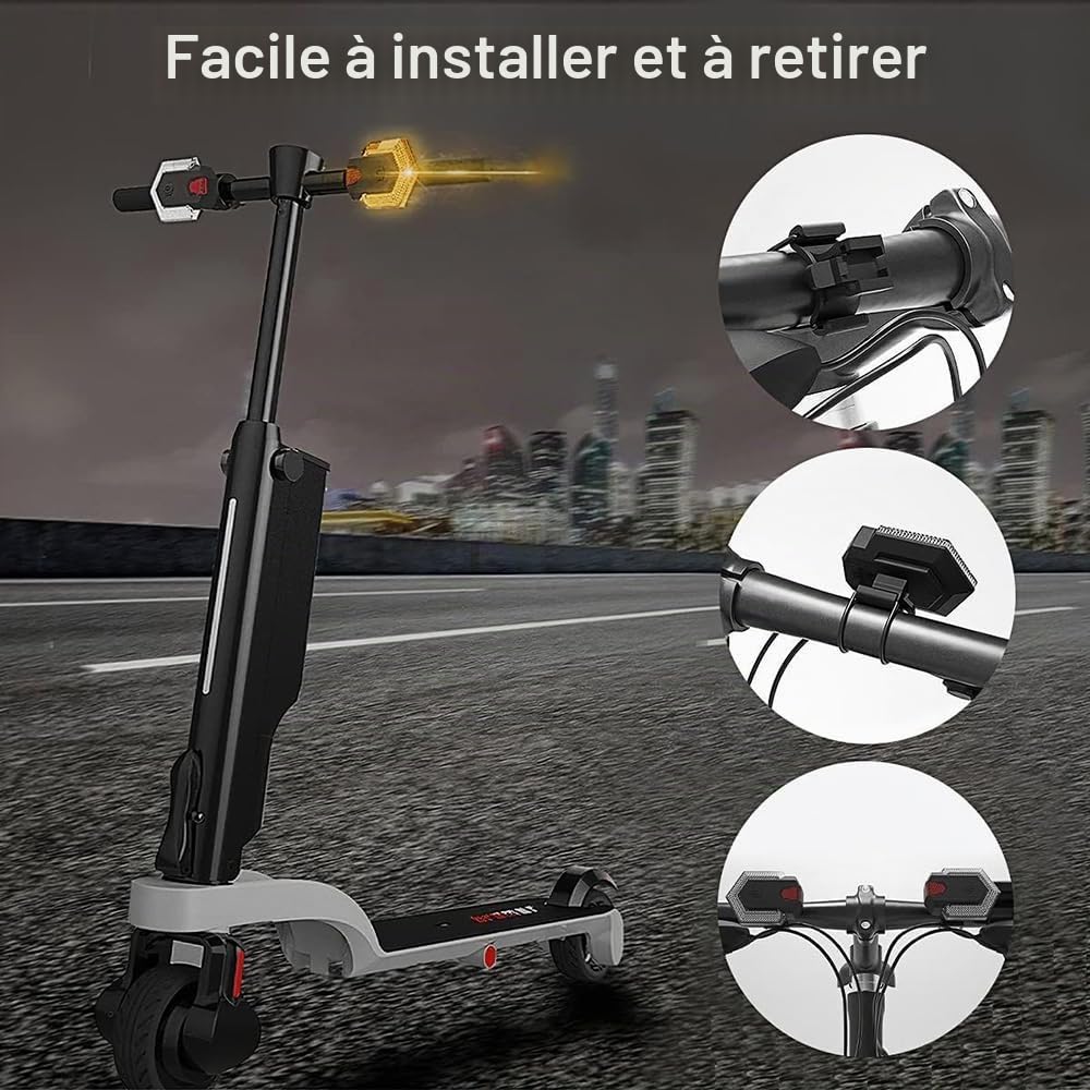 CarryBright CBX4 Clignotants avant et arrière pour vélo avec télécommande sans fil intelligente, indicateur de direction de vélo avec klaxon, blanc et rouge, étanche IPX6