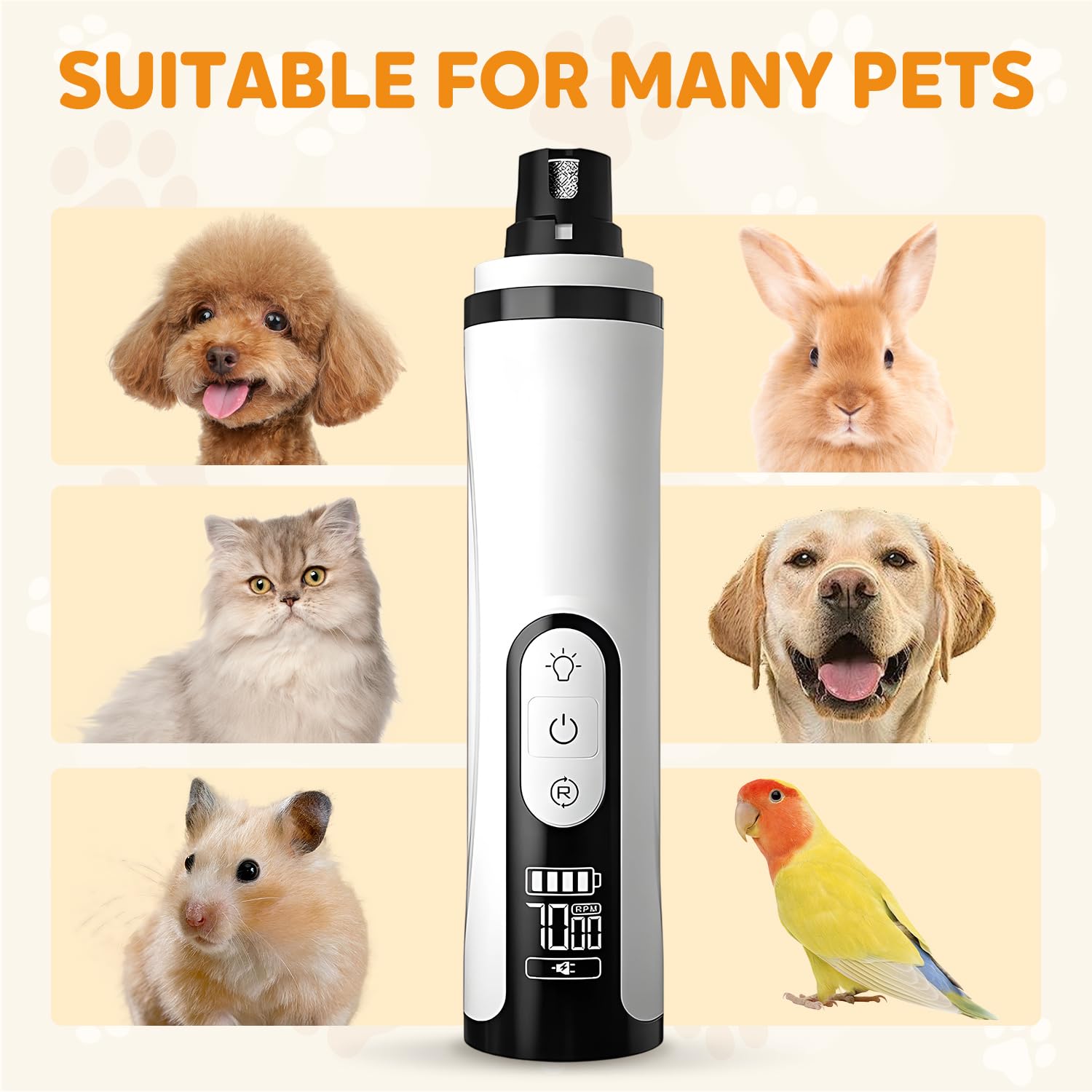 2026 New Silent Pet Nail Grinder, Rechargeable Dog Nail Grinder, Portable Electric Pet Nail Trimmer for Cats, Dogs and Other Animals - image 5
