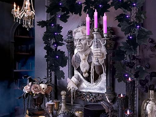 Miniatura 6 de Guirnalda de hojas negras con luces de decoración de Halloween, 5.7 pies, 20 luces LED de hojas de arce con luz, decoración de otoño para el hogar,