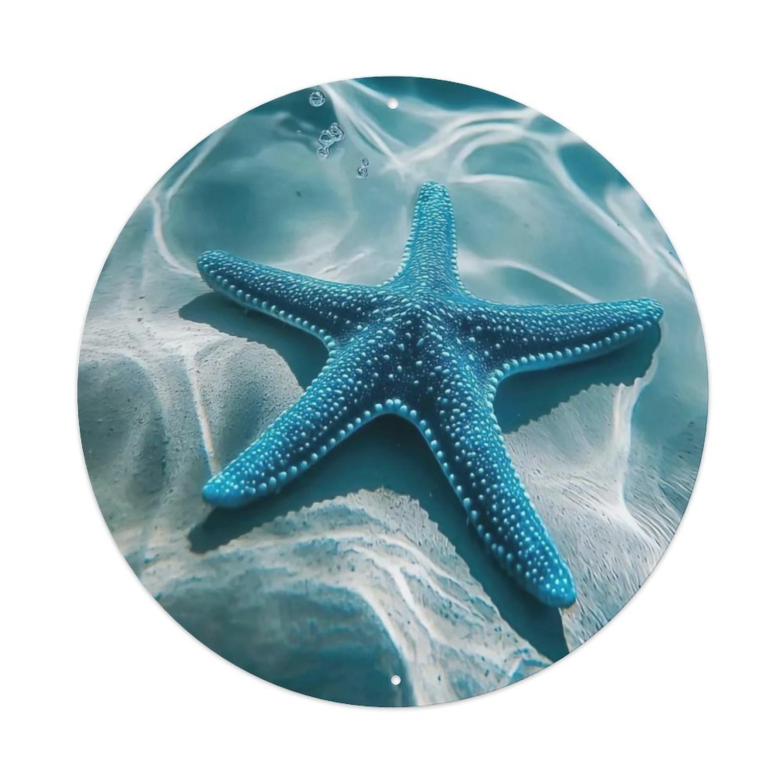 Cwbufd Vintage Style Marine Animals Blue Linckia Seastar Clear Underwater Ocean Vintage Metal Tin Sign Plaque Wall Decor For Cafe, Club Bar, Office, Garden Metal Poster 8X8inch