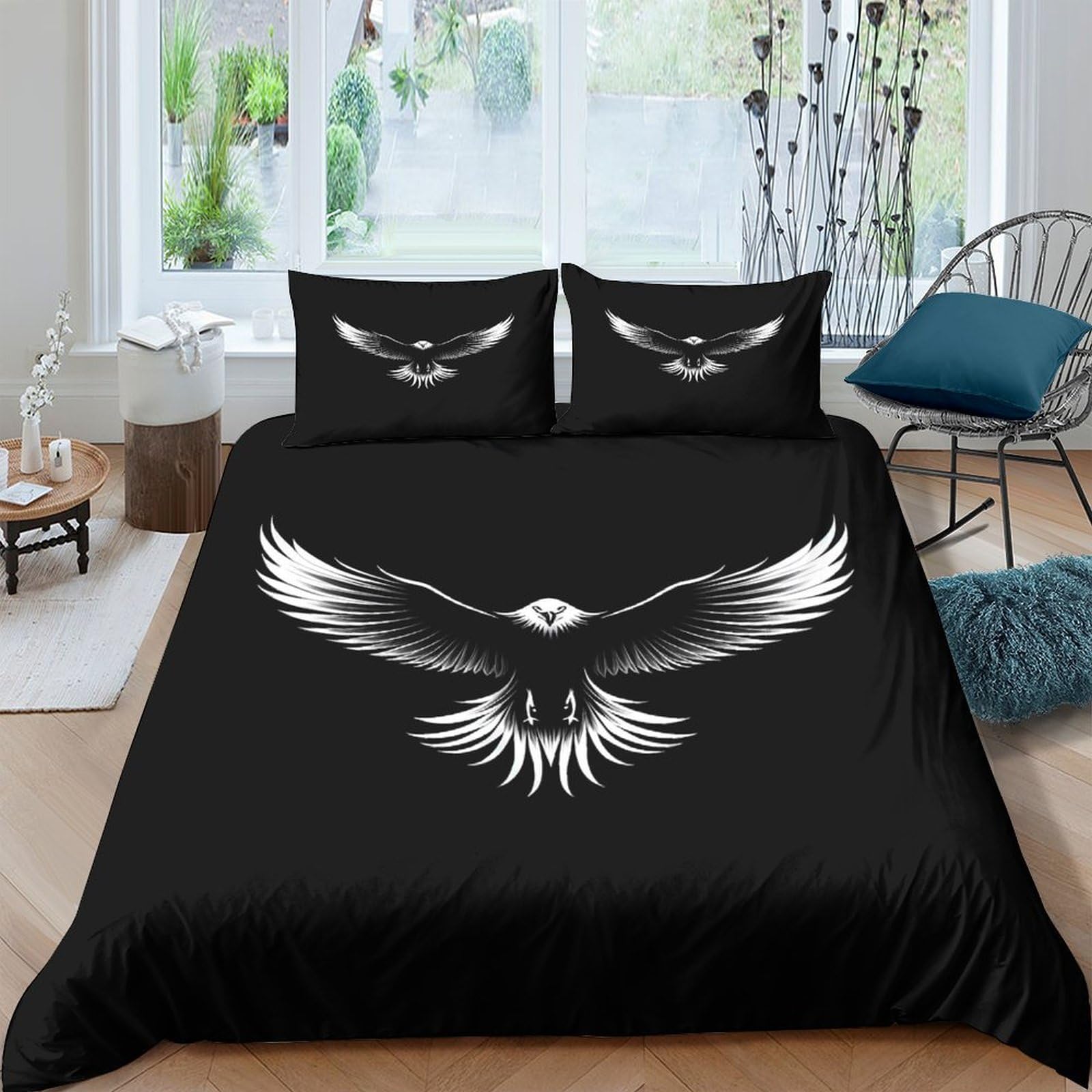 Ctjqhvkz Style-5 3D Printed Black Eagle Fitted Sheet Microfiber Soft Mattress Cover Bedroom Decor For Adults Teens Easy Care Single（135X200cm）