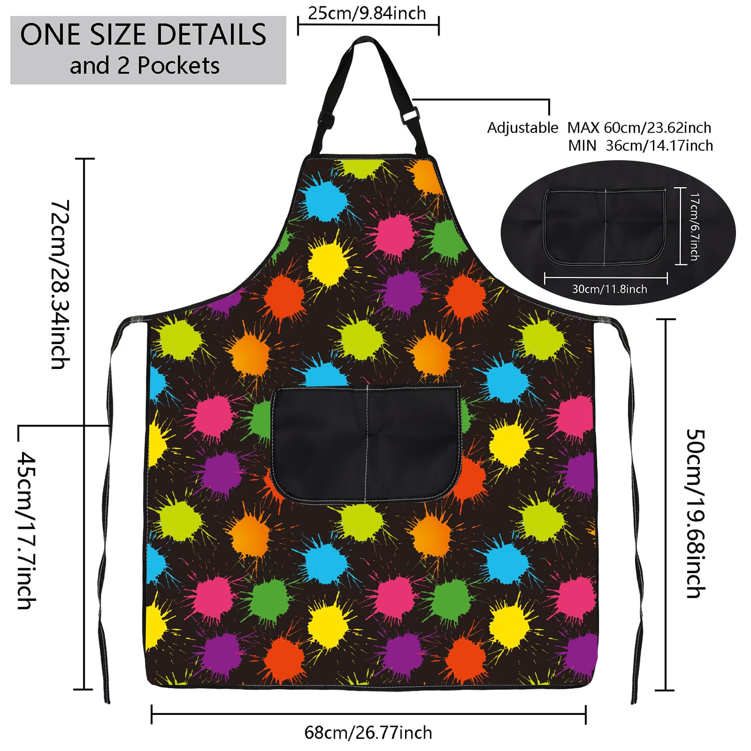 BNQL Painting Artist Apron with Pockets Artist Painter Gifts Art Lover Gift for Art Teacher Apron Painter Aprons (art drop apron) - Image 2