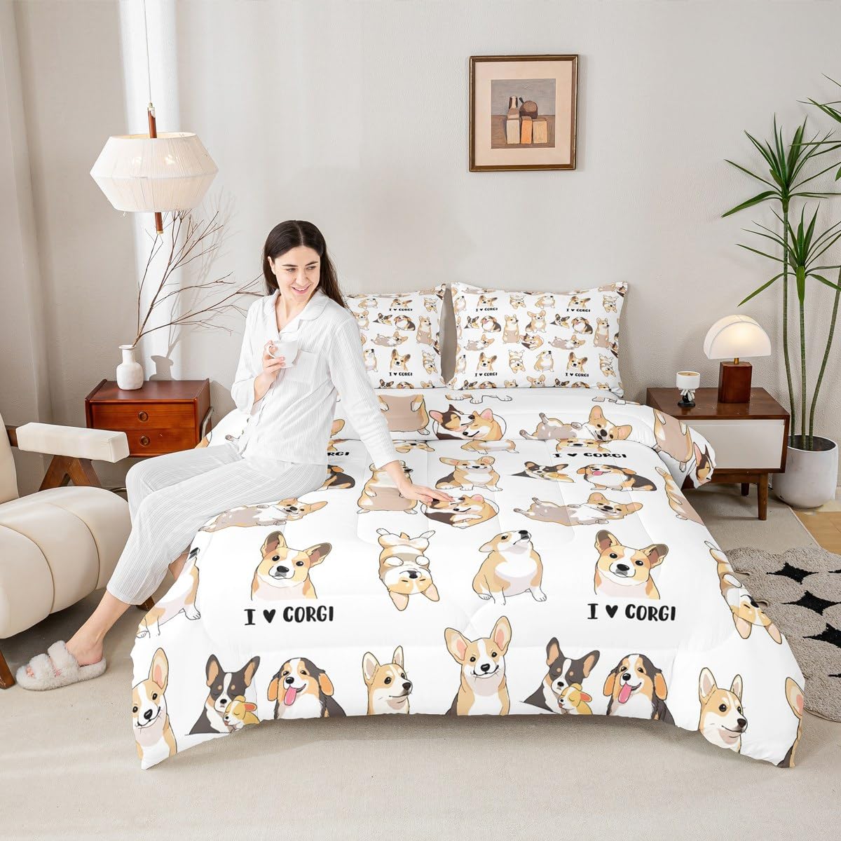 Parure de lit Corgis mignon cadeau idéal pour chambre fille et garçon