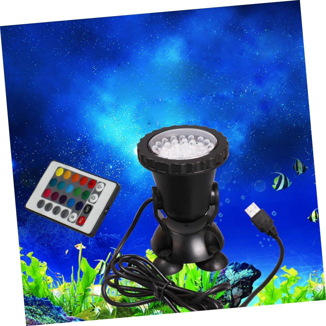 LED Remote Control Color Changing Light for Aquariums Color Lamp with US Plug for Fish Tanks and Decorative Lighting Easy Operation and Rechargeable Battery