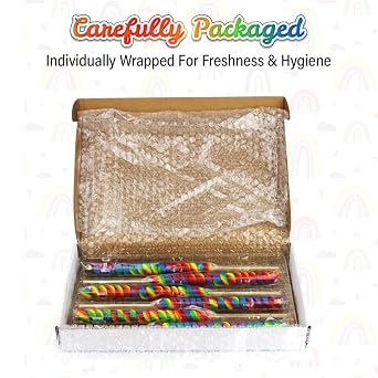 6 Jumbo Rainbow Lollipops 12 Inch Individually Wrapped (Non Broken), Mixed Fruit Flavor One Foot Long Suckers Carnival Lollipops (6 Pack)