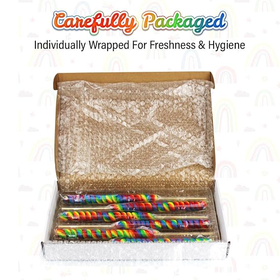 6 Jumbo Rainbow Lollipops 12 Inch Individually Wrapped (Non Broken), Mixed Fruit Flavor One Foot Long Suckers Carnival Lollipops (6 Pack)