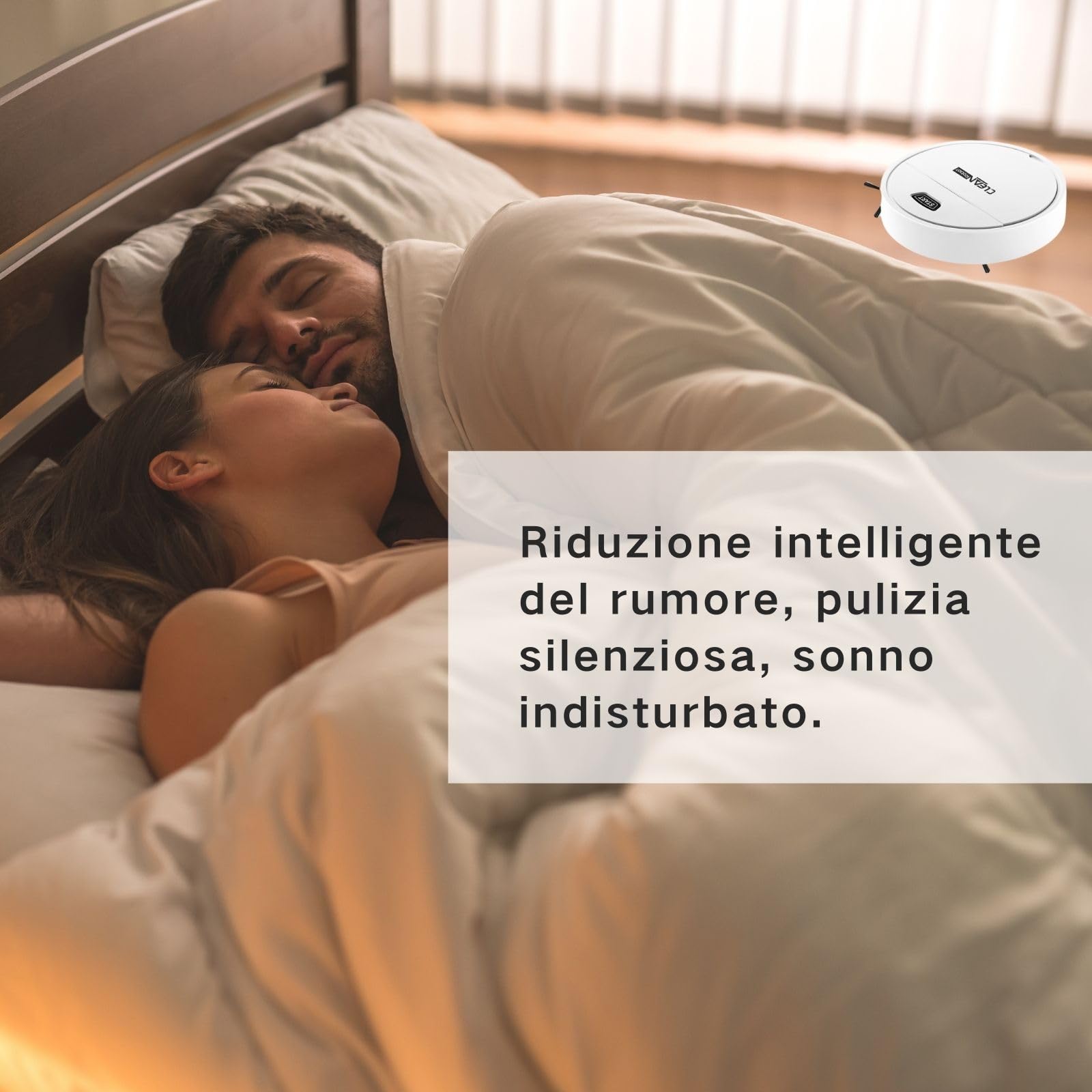 Robot Pulitore per Pavimenti, Robot Pulitore e Aspirapolvere, Aspira e Lava, Rilevamento Ostacoli, Adatto per Tappeti e Pavimenti in Legno, Auto Boost sui Tappeti, Bianco