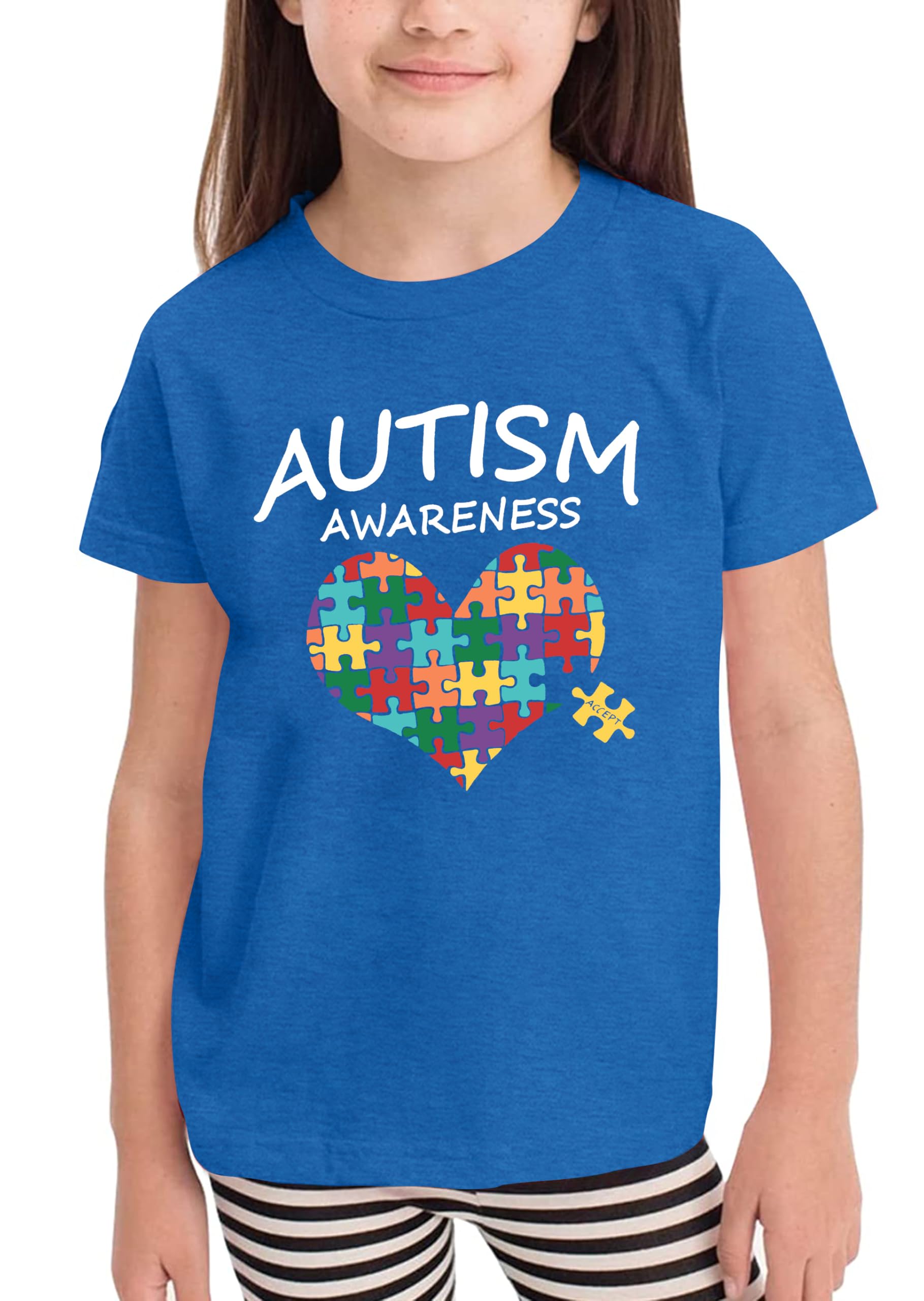 QAUN Autism Awareness Shirt Kids Autistic Tshirt for Toddler Boys Girls Autism Acceptance Tops