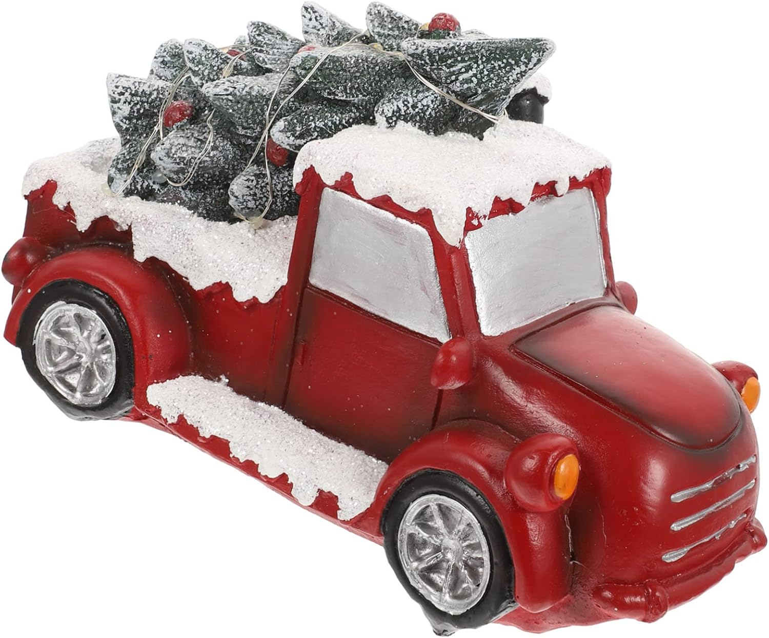 Cabilock Christmas Truck Decor Miniature Xmas Tree Led Lighted Resin Table Decoration for Holiday Parties Truck Design for Indoor and Outdoor Festive Displays