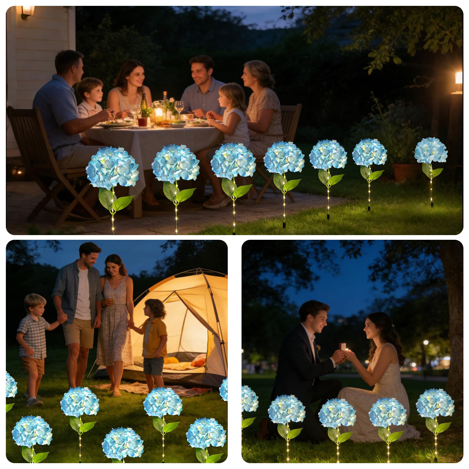 Luces Solares Flores Jardín Exterior, 2 Piezas Luz Solar Flores LED, Lámparas Solares Decorativa IP65 Impermeable, Decoración para Patio, Césped, Boda, Fiestas, Navidad, Blanca Cálida
