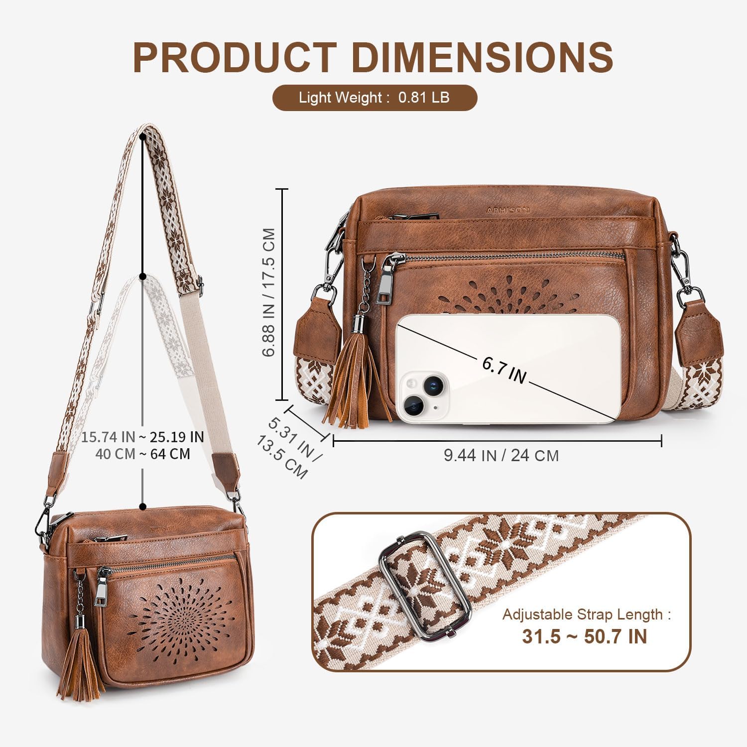 APHISON Crossbody Bags for Women Trendy, Leather Crossbody Purses Shoulder Handbags with Adjustable Guitar Strap - Image 5