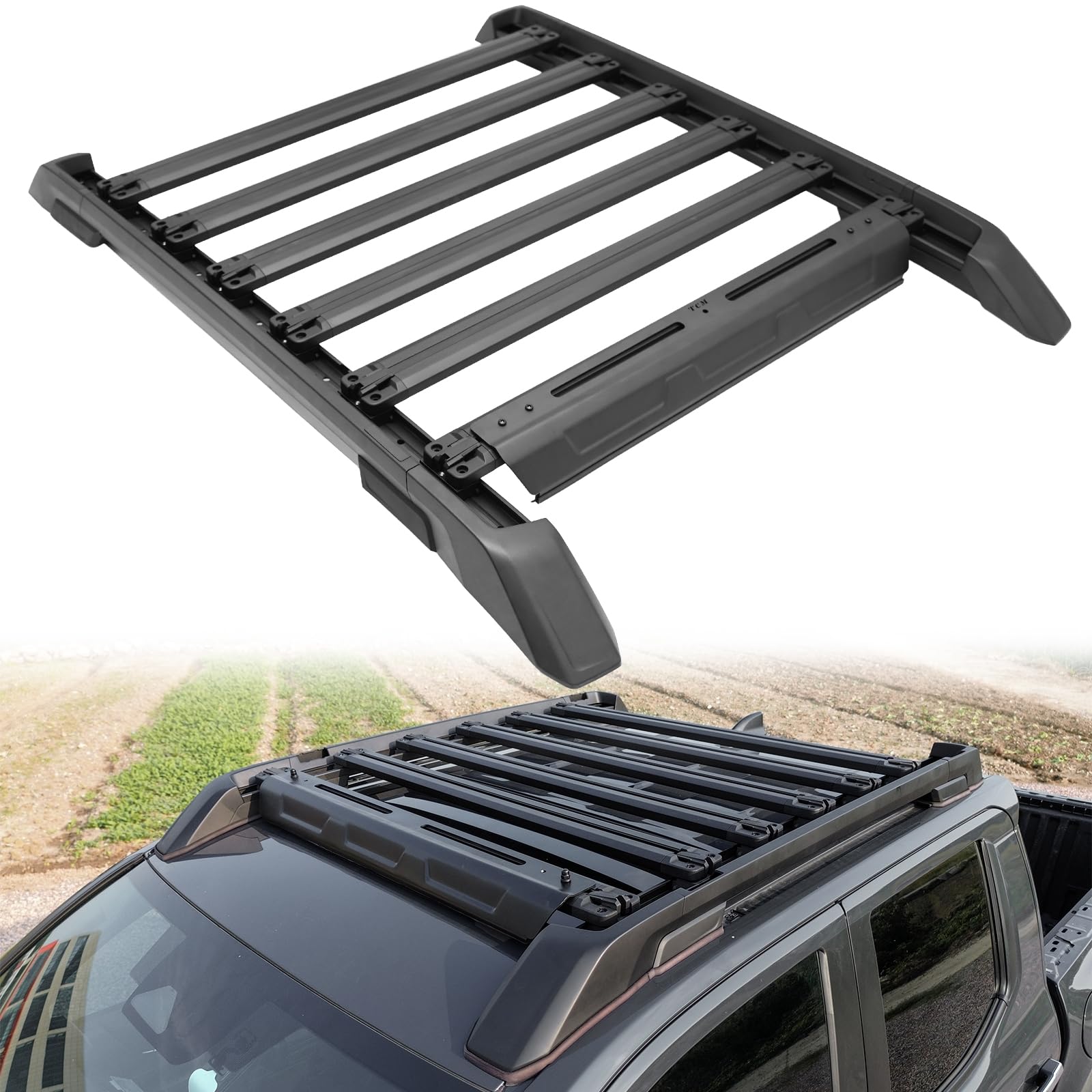 ROADFAR Roof Rack Basket, Aluminum Top Rail Carries Luggage Carrier Fits For Toyota Tacoma 2024-2025