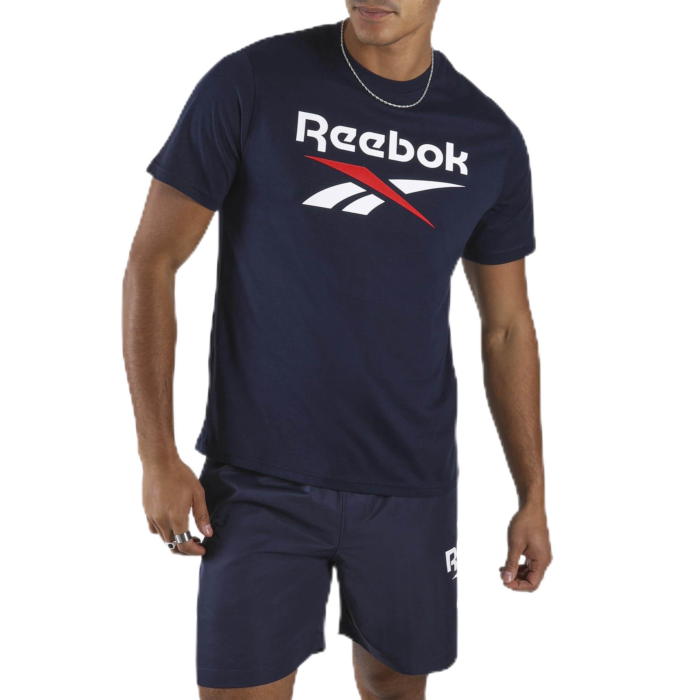 Reebok Men's Blue Bruno Big Logo Crew Neck Ss Tee