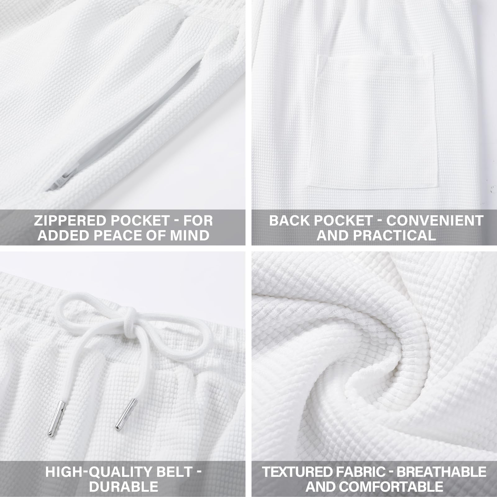 Arjen Kroos Short Homme Poche Zippée - Bermuda Short Sport Large Texturé Côtelé Séchage Rapide, 3 Poches, pour Running Tennis Basketball, Shorts d’Été