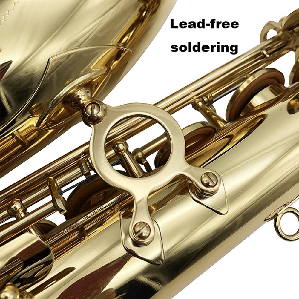 Saxofón tenor profesional B plano dorado lacado saxofón tenor instrumento musical de latón profesional con accesorios de estuche