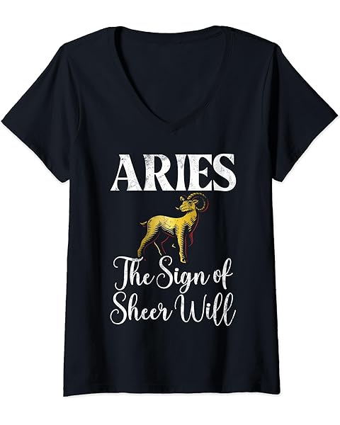 Womens The Sign of Sheer Will Aries V-Neck T-Shirt
