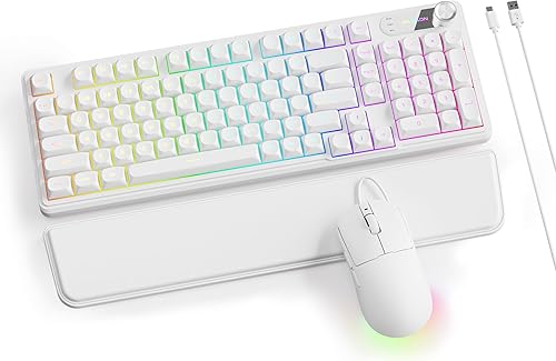 Combo de teclado y mouse con cable C98, teclados de computadora con cable con palma de muñeca, teclas de doble disparo, teclado silencioso con