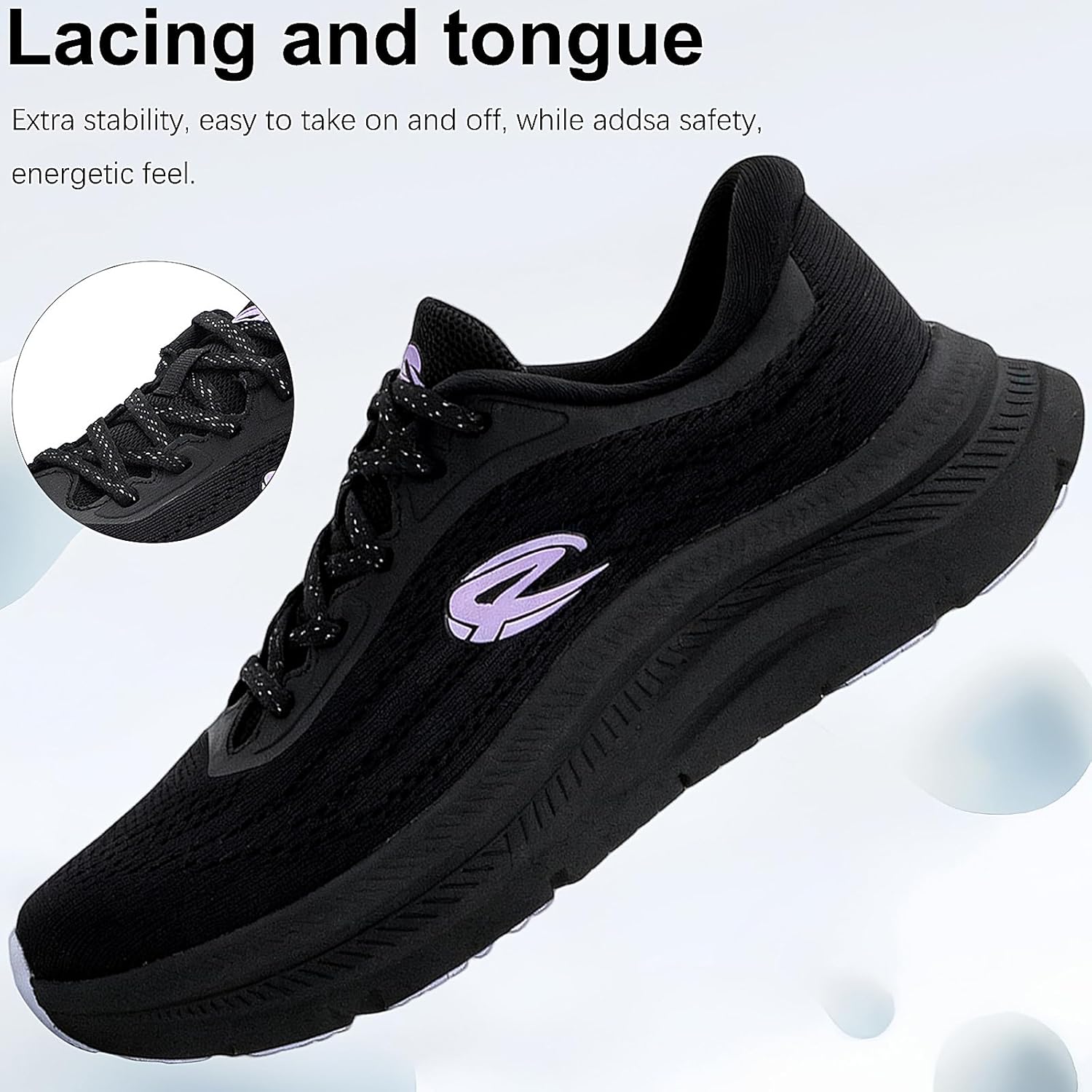 SICVEK Women's Road Running Shoes Cushioning Athletic Breathable Sneakers Lightweight Comfortable Tennis Walking Shoes for Workout Gym Black,6 - Image 3