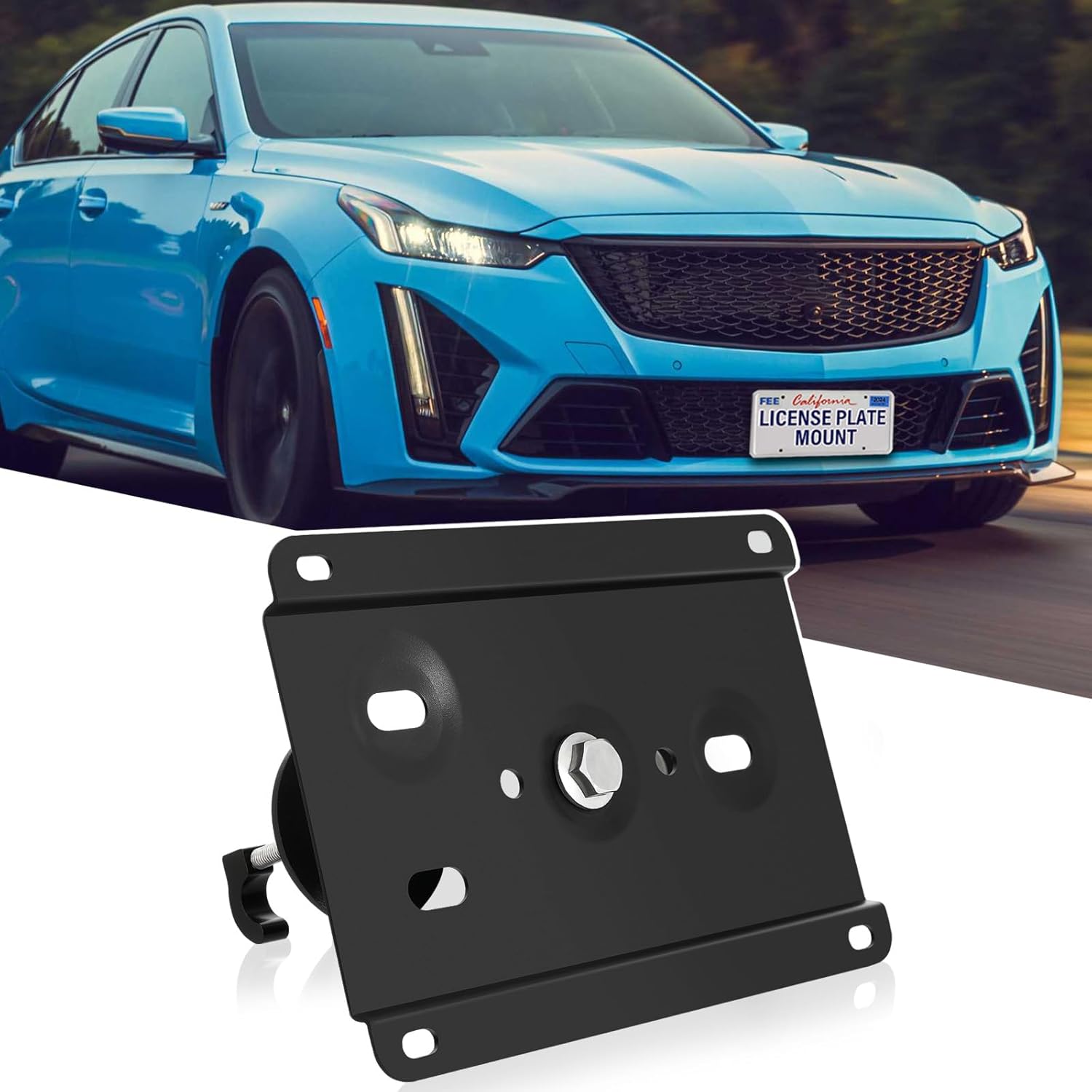New No Drill Front Bumper License Plate Mount Bracket Holder Compatible with Cadillac CT5-V Blackwing 2022-2024 Front Grille License Plate Frames Front License Plate Mounting Kit Car Tag Accessories