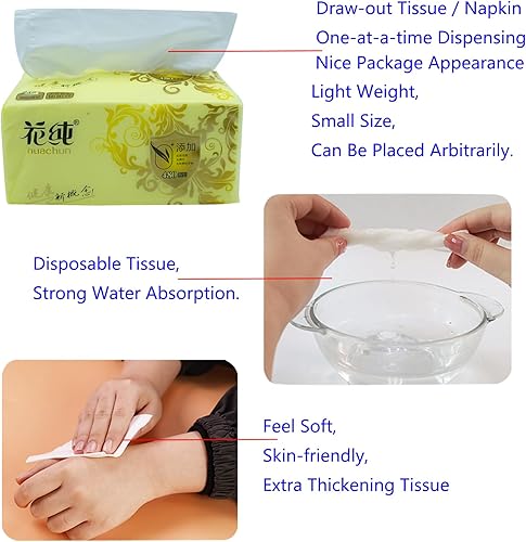 Miniatura 4 de Paquete de 8 pañuelos faciales desechables suaves, servilletas, papel higiénico, funda de bolsa no caja, material de fibra de pulpa de madera nativa