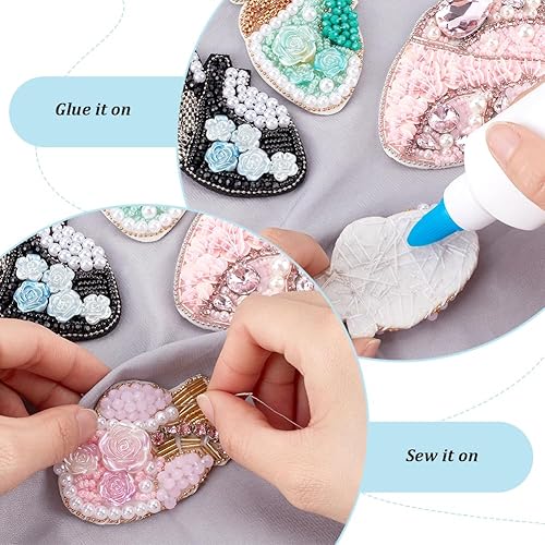 Vista 37 de INFUNLY 4 parches de cuentas de diamantes de imitación de ojo de corazón de 4.1 x 2.9 pulgadas, parches para coser en forma de corazón, hechos a