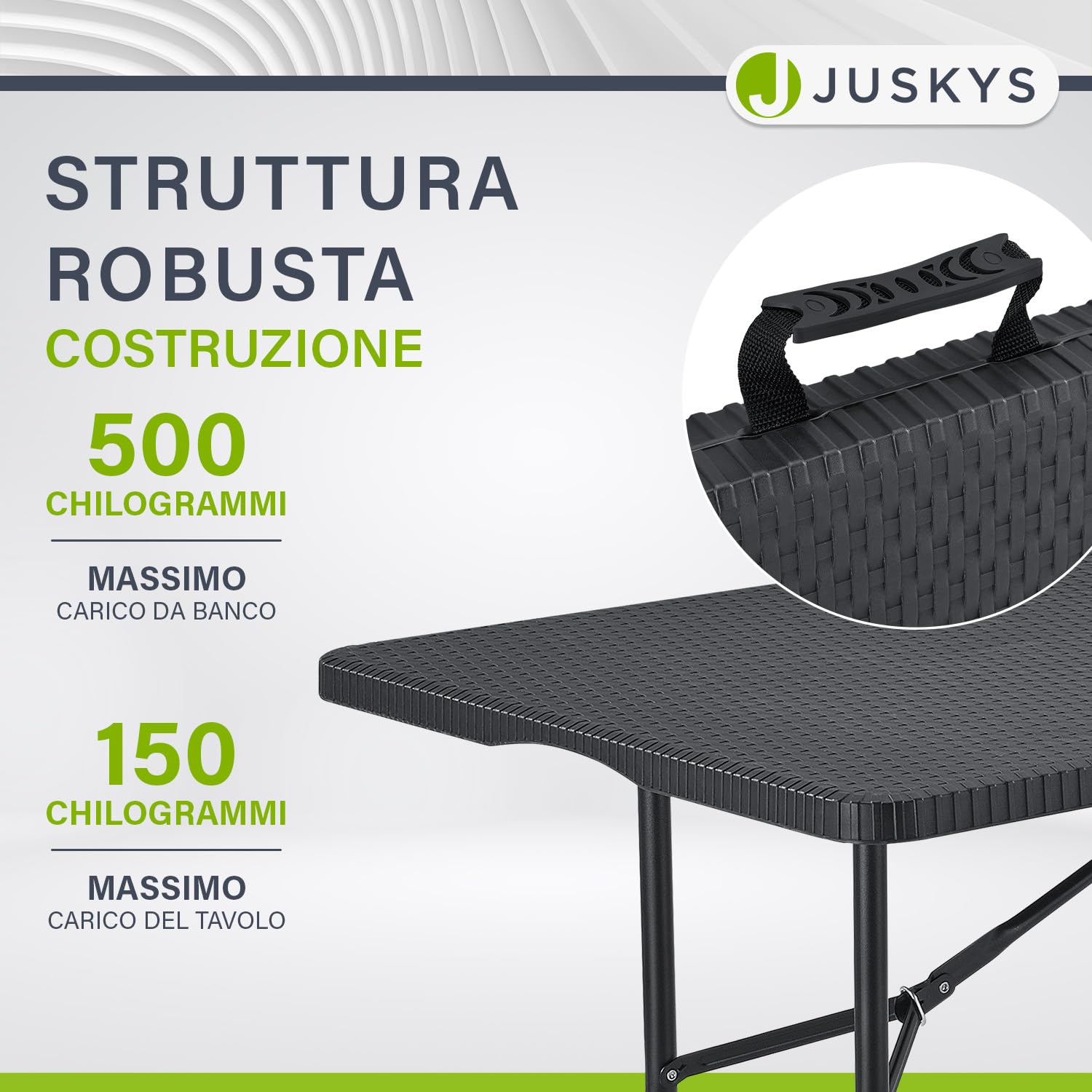 Juskys Set tenda da birra Amberg 3 pezzi e pieghevole - 180 x 74 x 74-2 panche da birra e tavolo da birra in stile rattan Set mobili da giardino Set tendone da campeggio