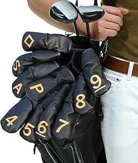 BIG TEETH Golf Hybrid Iron Head Cover 10Pcs Golf Hybrid Iron Covers Long Neck Hybrid Iron Headcovers Golf Club Protector for Cleveland,Wilson Launchpad,Tour Edge Hybrid Irons